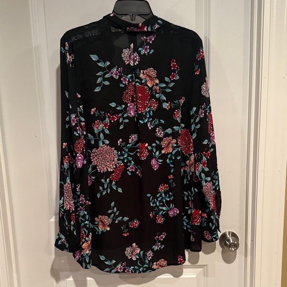 Candie's Black Floral Blouse with Red and Purple Accents - Picture 3 of 3
